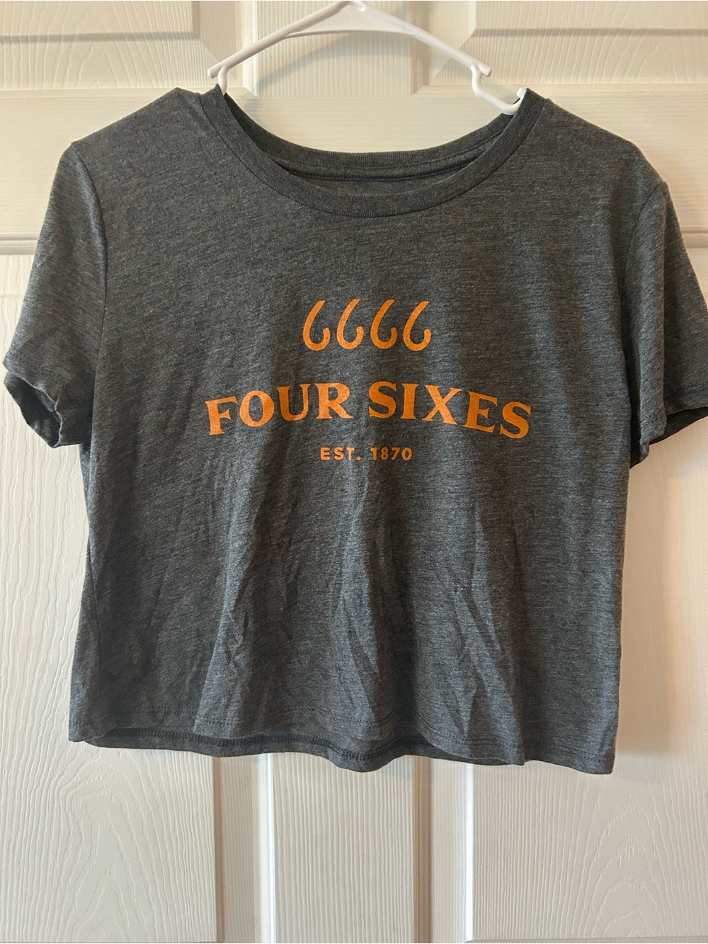 Women's Gray Crop Tee with Orange Logo